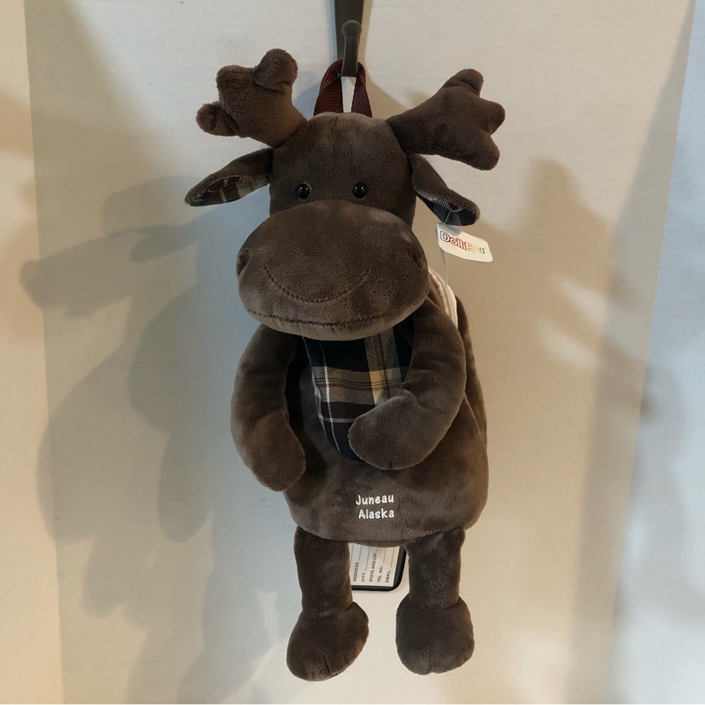 NWT Moose Plush Child’s Backpack Plaid Juneau Alaska Sitka